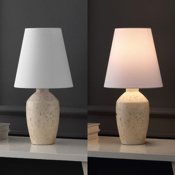 Xander 19.5" Minimalist Scandinavian Concrete Effect Resin/Iron Ginger Jar LED Table Lamp - JONATHAN Y